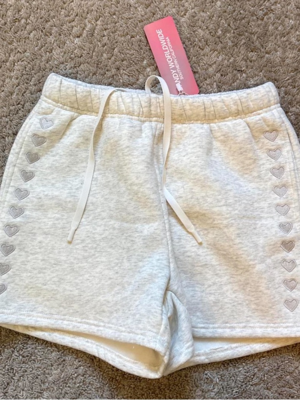 Dandy worldwide Cozy Cream Heart-Accent Women's Lounge Shorts